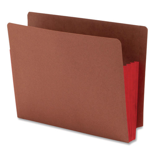 Image of Smead Redrope Drop-Front End Tab File Pockets, Fully Lined 6.5" High Gussets, 3.5" Expansion, Letter Size, Redrope/Red, 10/Box