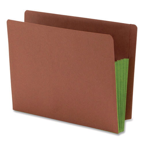 Image of Smead Redrope Drop-Front End Tab File Pockets, Fully Lined 6.5" High Gussets, 3.5" Expansion, Letter Size, Redrope/Green, 10/Box