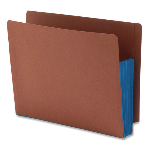 Image of Smead Redrope Drop-Front End Tab File Pockets, Fully Lined 6.5" High Gussets, 3.5" Expansion, Letter Size, Redrope/Blue, 10/Box