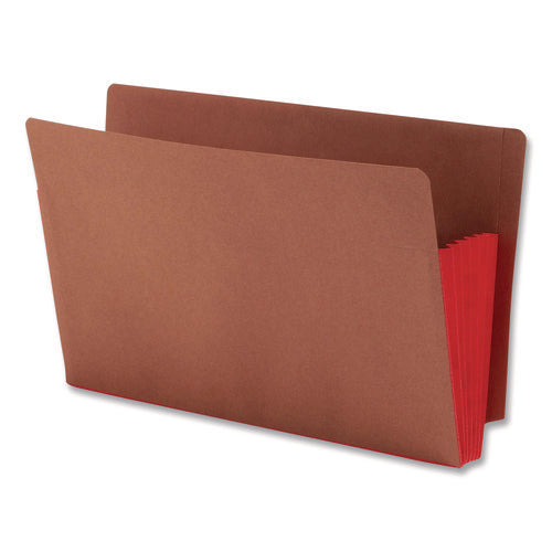 Image of Smead Redrope Drop-Front End Tab File Pockets, Fully Lined 6.5" High Gussets, 5.25" Expansion, Legal Size, Redrope/Red, 10/Box