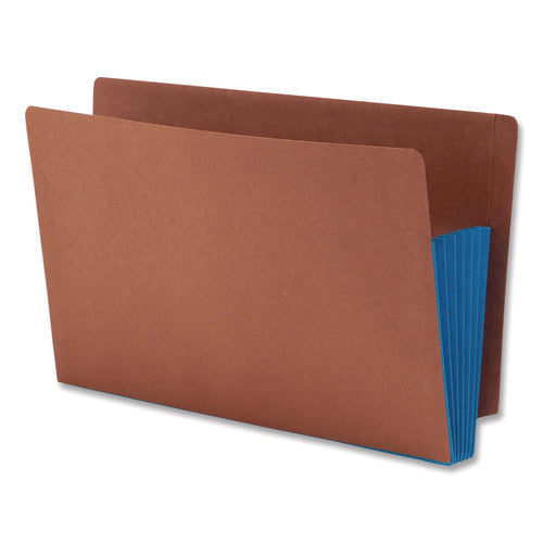 Image of Smead Redrope Drop-Front End Tab File Pockets, Fully Lined 6.5" High Gussets, 5.25" Expansion, Legal Size, Redrope/Blue, 10/Box