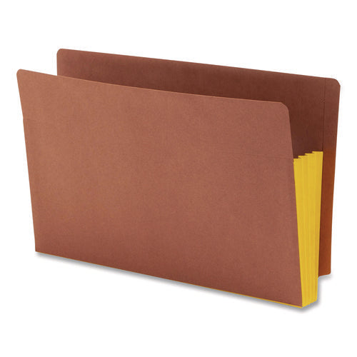 Image of Smead Redrope Drop-Front End Tab File Pockets, Fully Lined 6.5" High Gussets, 3.5" Expansion, Legal Size, Redrope/Yellow, 10/Box