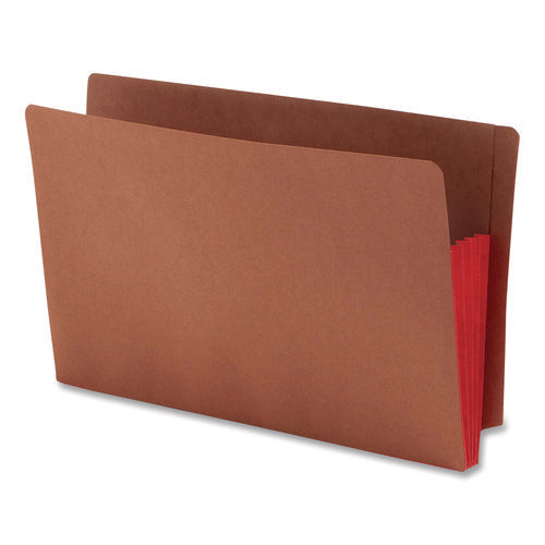 Image of Smead Redrope Drop-Front End Tab File Pockets, Fully Lined 6.5" High Gussets, 3.5" Expansion, Legal Size, Redrope/Red, 10/Box