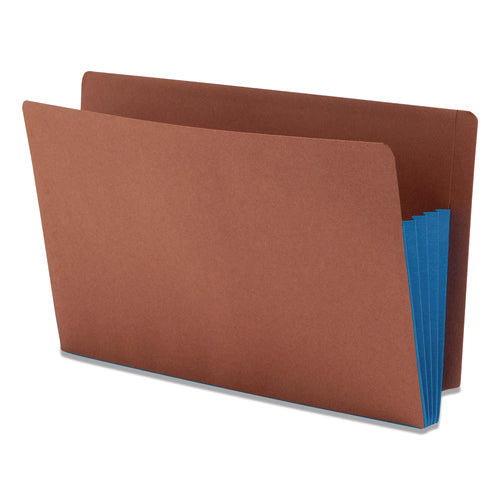 Image of Smead Redrope Drop-Front End Tab File Pockets, Fully Lined 6.5" High Gussets, 3.5" Expansion, Legal Size, Redrope/Blue, 10/Box