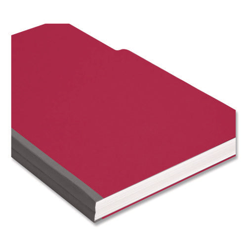 Image of Smead Expanding Recycled Heavy Pressboard Folders, 1/3-Cut Tabs: Assorted, Legal Size, 1" Expansion, Bright Red, 25/Box