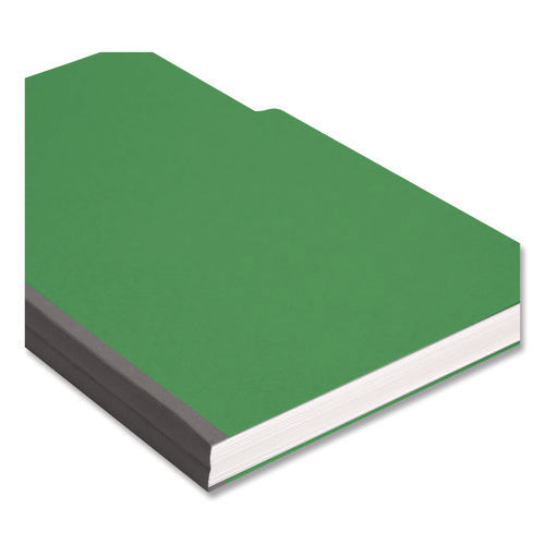 Image of Smead Expanding Recycled Heavy Pressboard Folders, 1/3-Cut Tabs: Assorted, Legal Size, 1" Expansion, Green, 25/Box