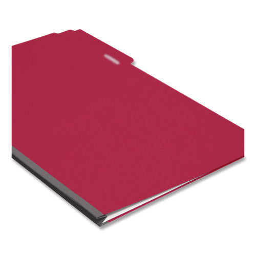 Image of Smead Expanding Recycled Heavy Pressboard Folders, 1/3-Cut Tabs: Assorted, Legal Size, 1" Expansion, Bright Red, 25/Box