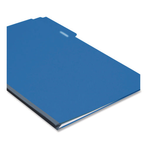 Image of Smead Expanding Recycled Heavy Pressboard Folders, 1/3-Cut Tabs: Assorted, Legal Size, 1" Expansion, Dark Blue, 25/Box