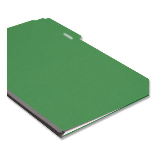 Image of Smead Expanding Recycled Heavy Pressboard Folders, 1/3-Cut Tabs: Assorted, Legal Size, 1" Expansion, Green, 25/Box