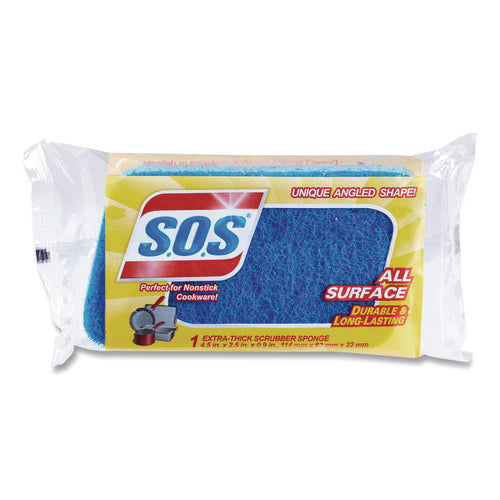 Image of S.O.S.® All Surface Scrubber Sponge, 2.5 X 4.5, 0.9" Thick, Dark Blue, 12/carton
