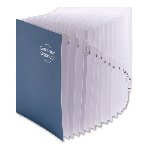 Image of Smead Deluxe Expandable Indexed Desk File/Sorter, Reinforced Tabs, 20 Dividers, Alpha Index, Letter Size, Dark Blue Cover