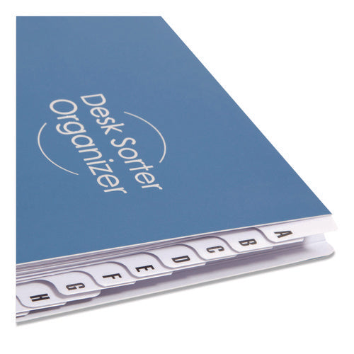 Image of Smead Deluxe Expandable Indexed Desk File/Sorter, Reinforced Tabs, 20 Dividers, Alpha Index, Letter Size, Dark Blue Cover