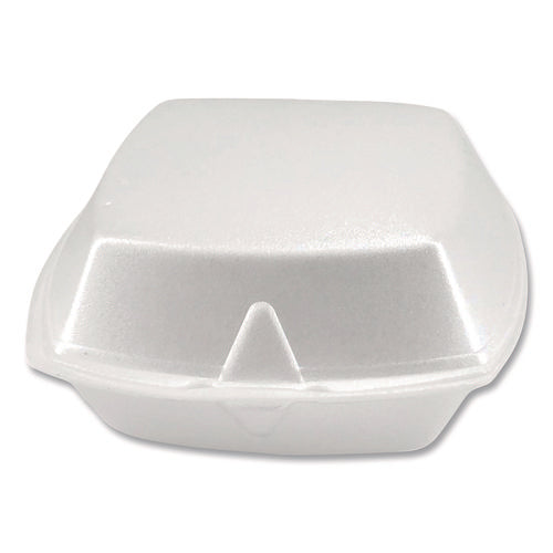 Image of Plastifar Foam Hinged Lid Containers, 6 x 6 x 3, White, Foam, 500/Carton