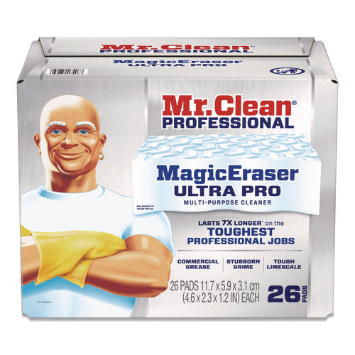 Image of Mr. Clean® Professional Magic Eraser Ultra Pro Multi-Purpose Cleaner, 4.72 x 1.38 x 2.56 Thick, White, 26/Carton