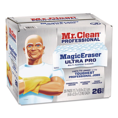 Image of Mr. Clean® Professional Magic Eraser Ultra Pro Multi-Purpose Cleaner, 4.72 x 1.38 x 2.56 Thick, White, 26/Carton