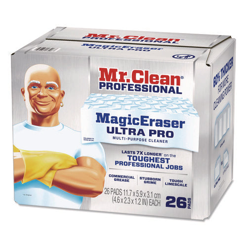 Image of Mr. Clean® Professional Magic Eraser Ultra Pro Multi-Purpose Cleaner, 4.72 x 1.38 x 2.56 Thick, White, 26/Carton