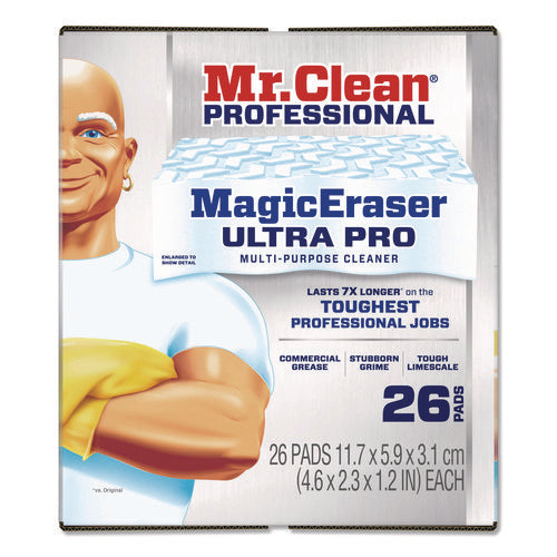 Image of Mr. Clean® Professional Magic Eraser Ultra Pro Multi-Purpose Cleaner, 4.72 x 1.38 x 2.56 Thick, White, 26/Carton