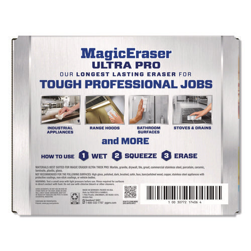 Image of Mr. Clean® Professional Magic Eraser Ultra Pro Multi-Purpose Cleaner, 4.72 x 1.38 x 2.56 Thick, White, 26/Carton