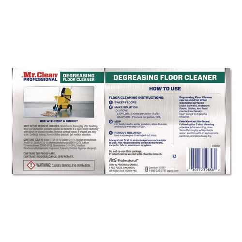 Image of Mr. Clean® Professional Degreasing Floor Cleaner, 1 gal Bottle, 3/Carton