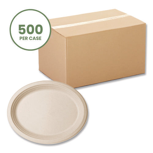 Image of Vegware Nourish Molded Fiber Tableware, Compostable, Platter, Sugarcane, 8 x 10, White, 500/Carton