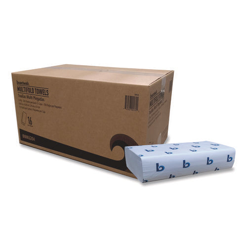 Image of Boardwalk® Structured Multifold Towels, 1-Ply, 9 x 9.5, White, 250/Pack, 16 Packs/Carton