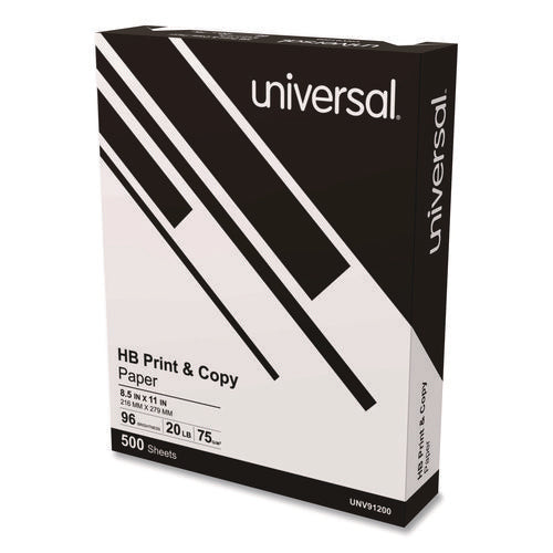 Image of Universal® High-Bright Multipurpose Paper, 20 lb Bond Weight, 8.5 x 11, Bright White, 500 Sheets/Ream, 5 Reams/Carton