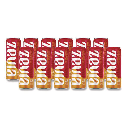 Image of Zevia® Zero Sugar Naturally Sweetened Energy Drink, Mango Ginger, 12 oz Can, 12/Carton