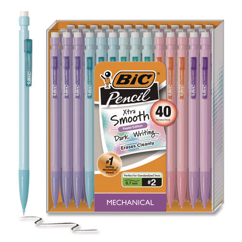 Image of BIC® Xtra Smooth Mechanical Pencil, HB #2 Black Lead, Assorted Pastel Color Barrels, 40/Pack