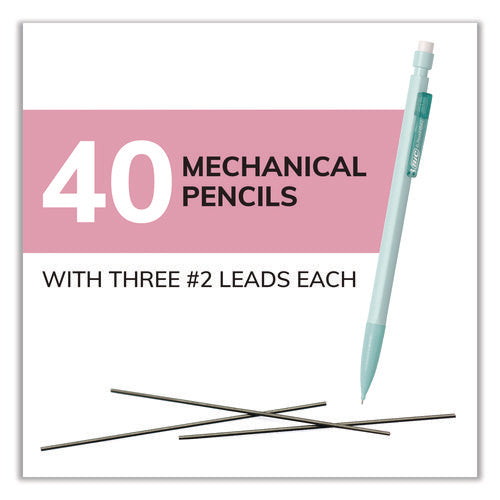 Image of BIC® Xtra Smooth Mechanical Pencil, HB #2 Black Lead, Assorted Pastel Color Barrels, 40/Pack