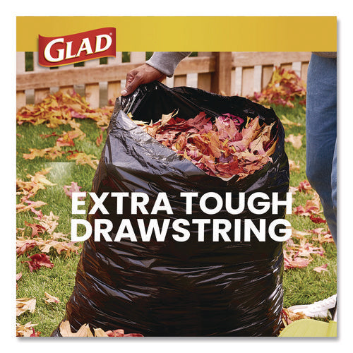 Image of Glad® Large Quick-Tie Trash Bags, Lawn and Leaf, 39 gal, 0.95 mil, 32.5 x 41, Black, 12 Bags/Box