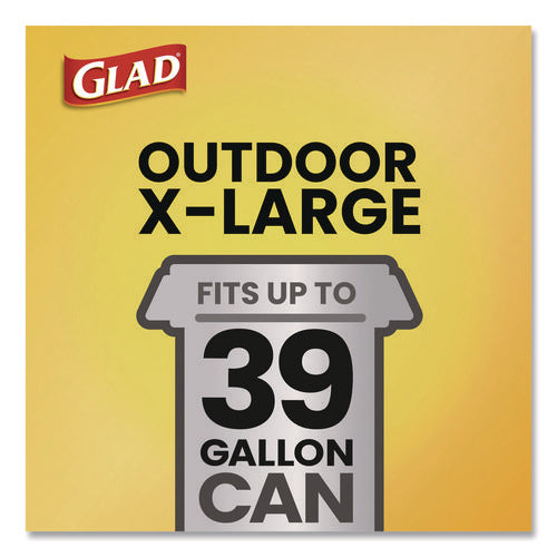 Image of Glad® Large Quick-Tie Trash Bags, Lawn and Leaf, 39 gal, 0.95 mil, 32.5 x 41, Black, 12 Bags/Box