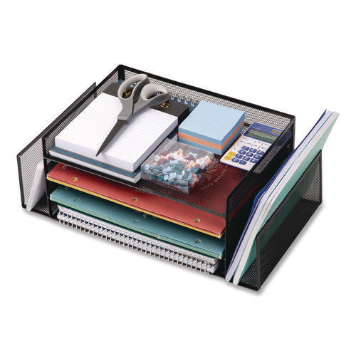 Image of Mind Reader Metal Mesh Desktop Organizer Letter Tray, 6 Sections, Letter Size, 9.15 x 16.75 x 6, Black