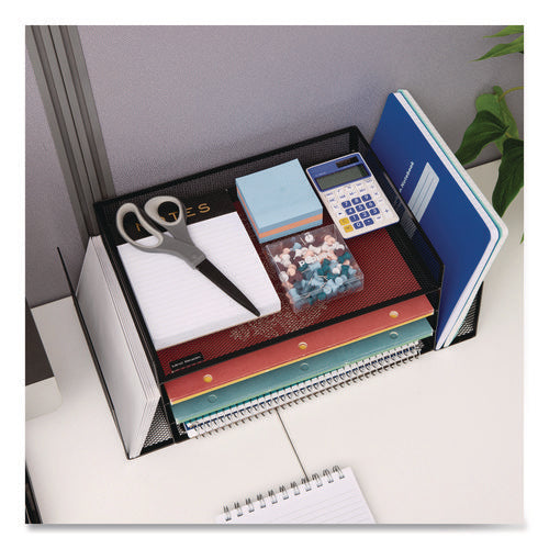 Image of Mind Reader Metal Mesh Desktop Organizer Letter Tray, 6 Sections, Letter Size, 9.15 x 16.75 x 6, Black