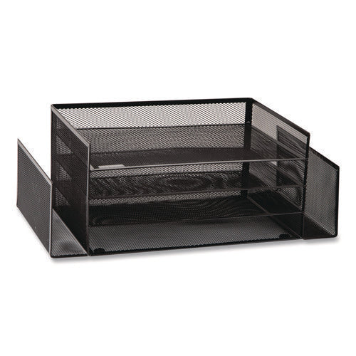 Image of Mind Reader Metal Mesh Desktop Organizer Letter Tray, 6 Sections, Letter Size, 9.15 x 16.75 x 6, Black