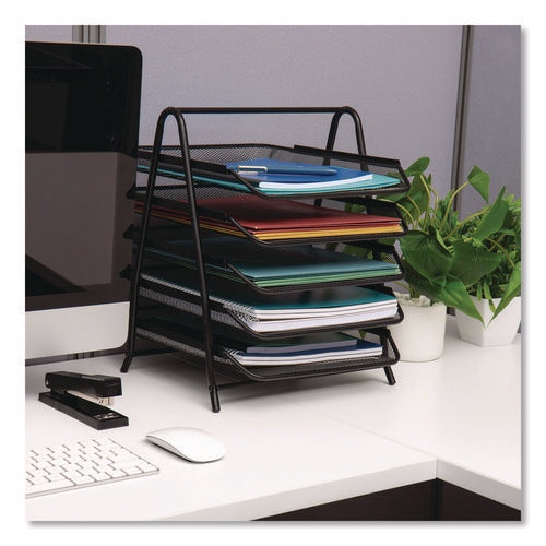 Image of Mind Reader Metal Mesh Desk Tray Organizer, 5-Tier, Letter Size, 14 x 11.75 x 14.5, Black
