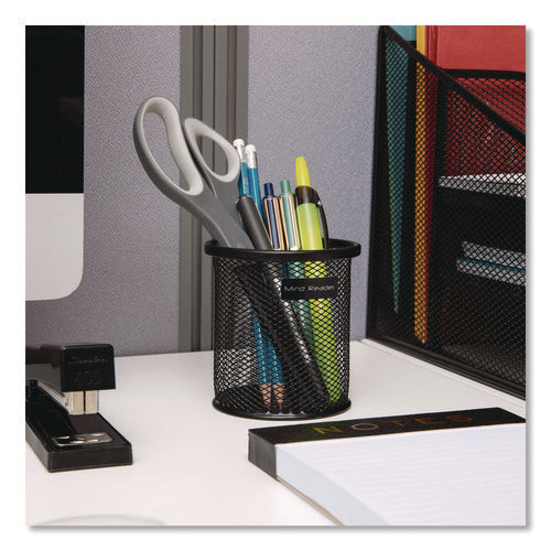 Image of Mind Reader Metal Mesh Utensil Holder, 3.5" dia x 3.7"h, Black, 3/Pack