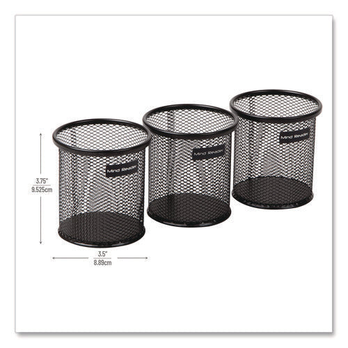 Image of Mind Reader Metal Mesh Utensil Holder, 3.5" dia x 3.7"h, Black, 3/Pack