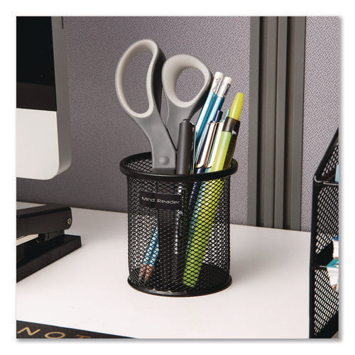 Image of Mind Reader Metal Mesh Utensil Holder, 3.5" dia x 3.7"h, Black, 3/Pack