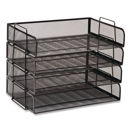 Image of Mind Reader Stackable Paper Desk Tray Organizer, Letter Size, 9.75 x 14 x 3.25, Black, 4/Pack