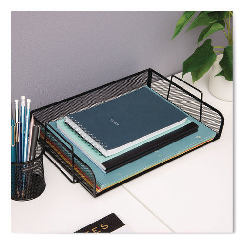 Image of Mind Reader Stackable Paper Desk Tray Organizer, Letter Size, 9.75 x 14 x 3.25, Black, 4/Pack