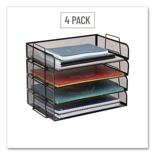 Image of Mind Reader Stackable Paper Desk Tray Organizer, Letter Size, 9.75 x 14 x 3.25, Black, 4/Pack
