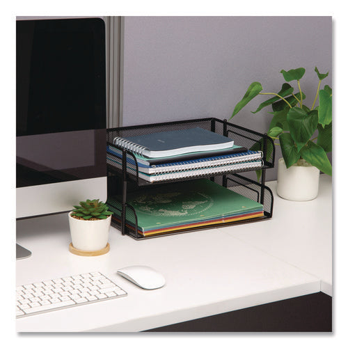 Image of Mind Reader Stackable Paper Desk Tray Organizer, Letter Size, 10 x 13.5 x 2.5, Black, 2/Pack