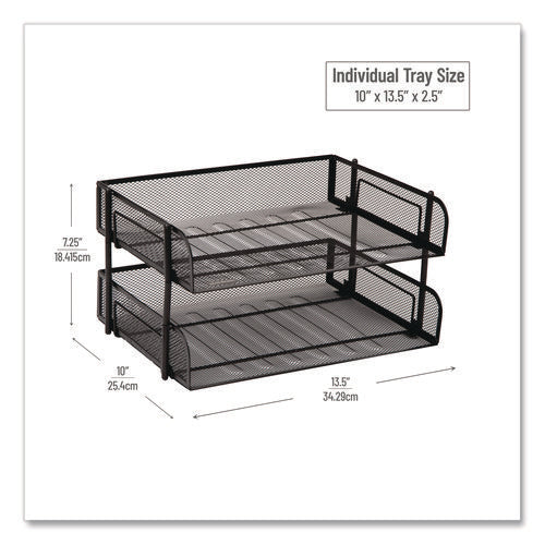 Image of Mind Reader Stackable Paper Desk Tray Organizer, Letter Size, 10 x 13.5 x 2.5, Black, 2/Pack