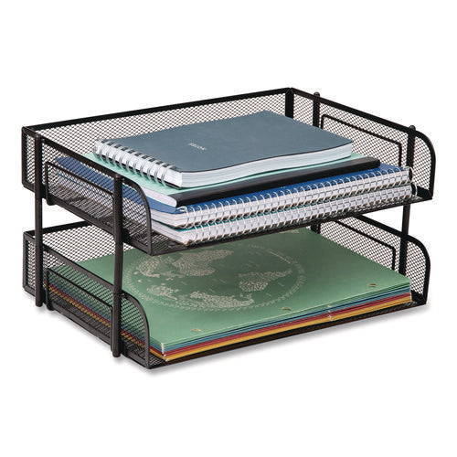 Image of Mind Reader Stackable Paper Desk Tray Organizer, Letter Size, 10 x 13.5 x 2.5, Black, 2/Pack