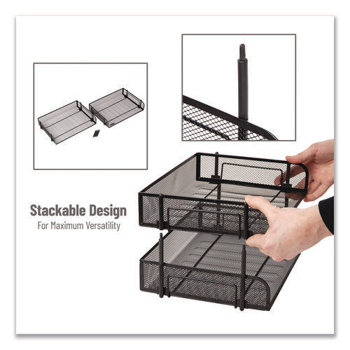 Image of Mind Reader Stackable Paper Desk Tray Organizer, Letter Size, 10 x 13.5 x 2.5, Black, 2/Pack