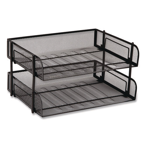 Image of Mind Reader Stackable Paper Desk Tray Organizer, Letter Size, 10 x 13.5 x 2.5, Black, 2/Pack