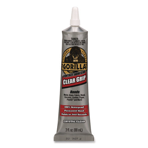 Image of Gorilla® Clear Grip Contact Adhesive, 3 oz Tube, Dries Clear