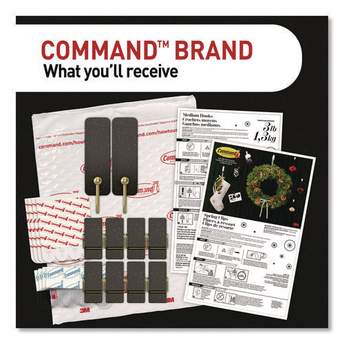 Image of Command Limited Edition Hooks and Clips, Soot, 3 lb Capacity, 2 Hooks, 8 Clips and 12 Strips/Pack