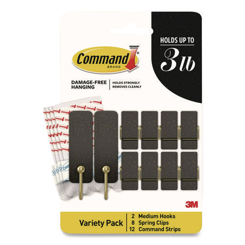 Image of Command Limited Edition Hooks and Clips, Soot, 3 lb Capacity, 2 Hooks, 8 Clips and 12 Strips/Pack