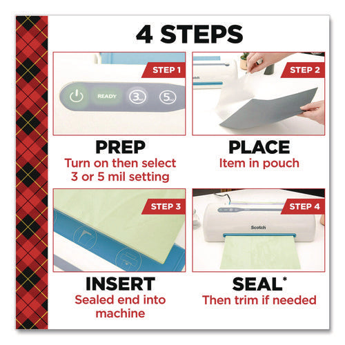 Image of Scotch Laminating Pouches, 3 mil, 8.9" x 11.4", Clear, 150/Pack